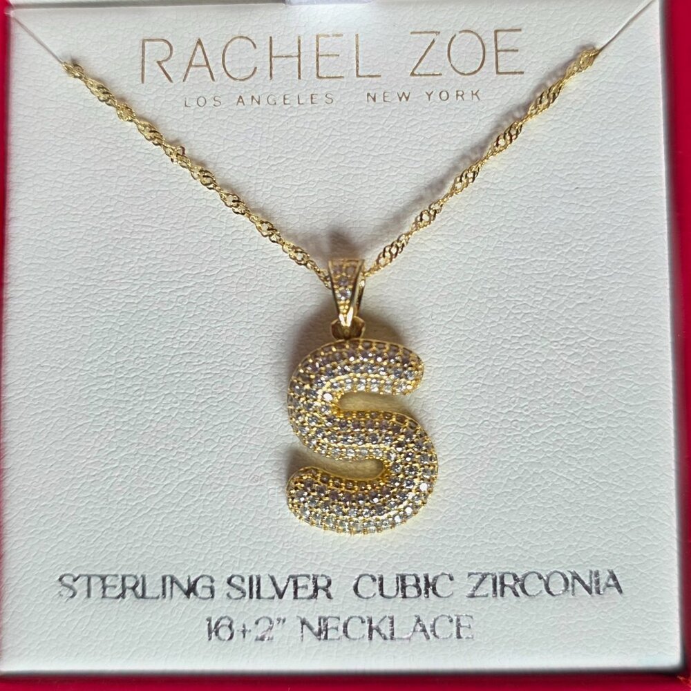 Rachel Zoe Jumbo Letter "S" Necklace, Sterling Silver Cubic Zirconia